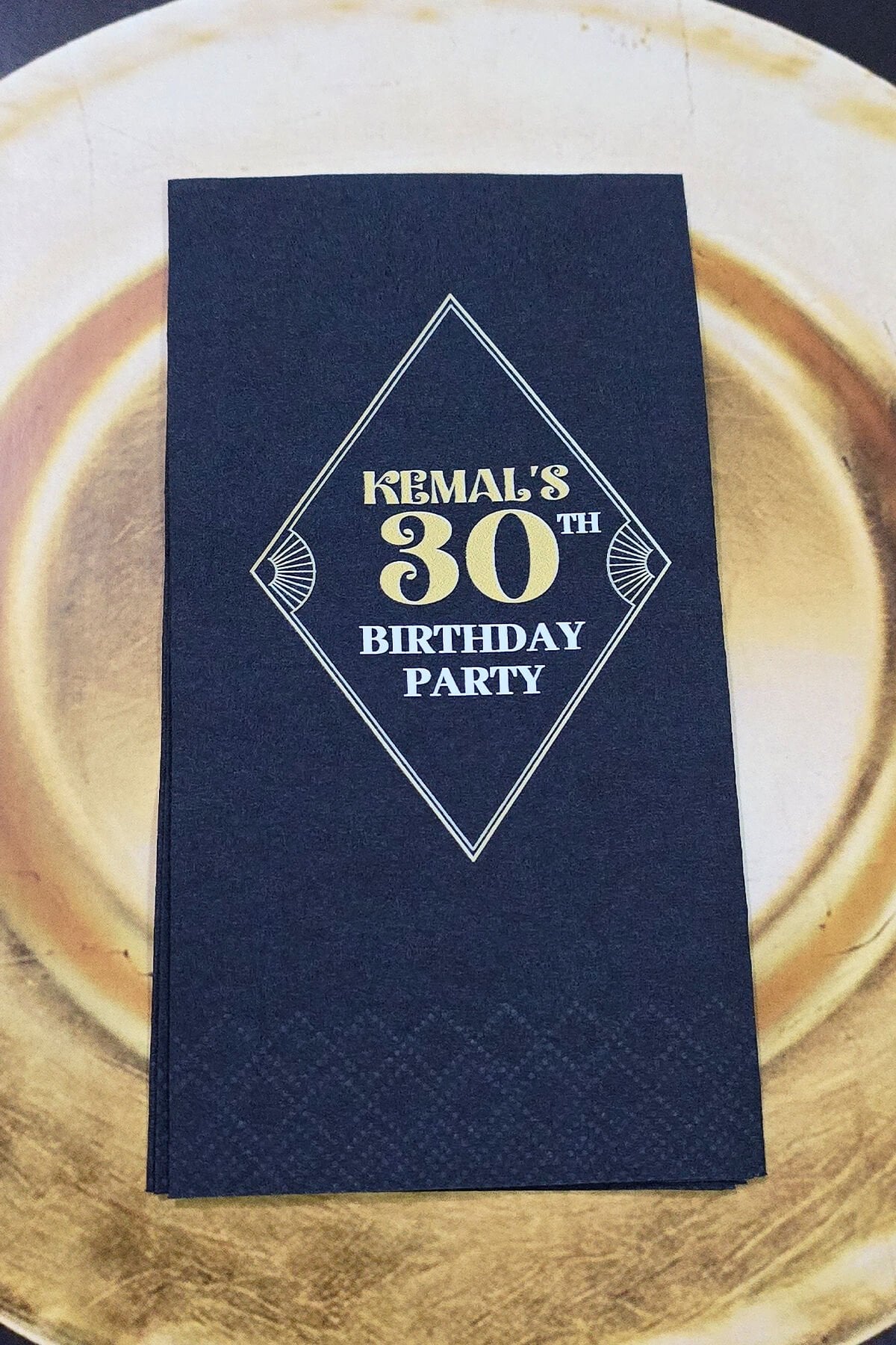 Yetişkin Doğum Günü Konsept Baskılı Siyah Peçete