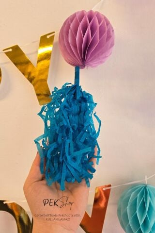 Petekli Püsküllü Gold Happy Birthday Banner Süs Seti Doğum Günü Duvar Süsü