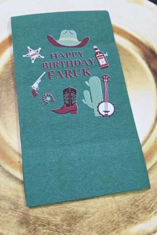 Kovboy Konsept Baskılı Yeşil Peçete