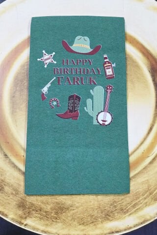 Kovboy Konsept Baskılı Yeşil Peçete