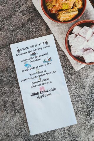 İftar Sofrası Yapılacaklar Baskılı Ramazan Sunum Peçetesi