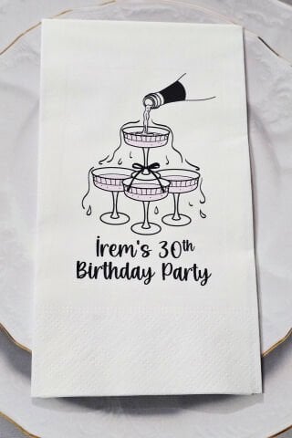 Fiyonk Kadehler Konsept Baskılı Peçete