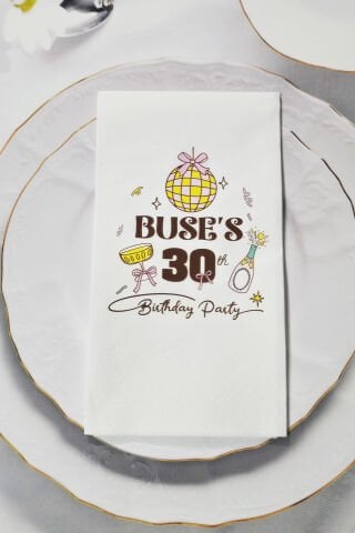 Retro Soft Disko Konsept Baskılı Peçete