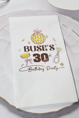 Retro Soft Disko Konsept Baskılı Peçete