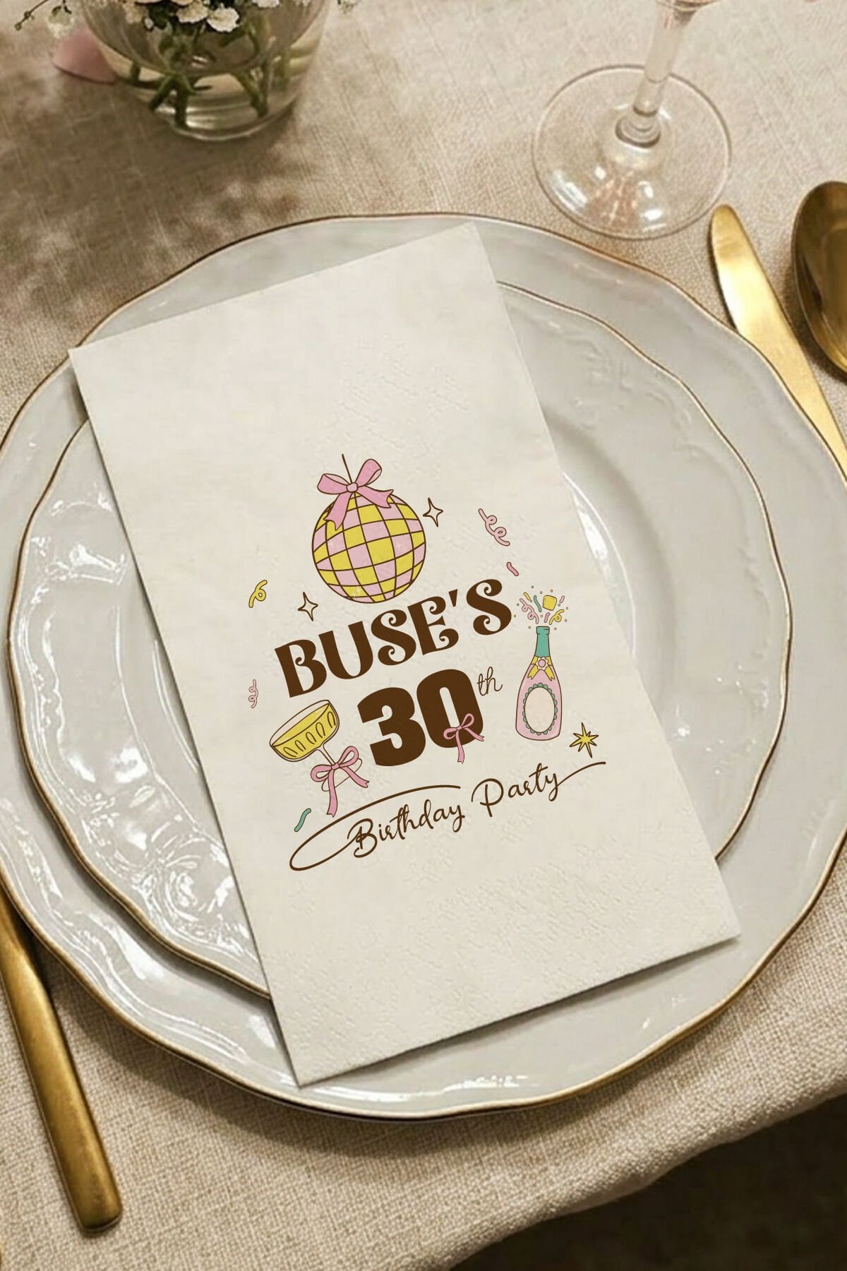 Retro Soft Disko Konsept Baskılı Peçete