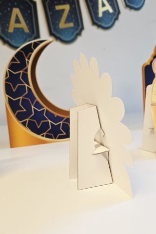 Dini Motifler Ramazan Süslemeleri Masa Üzeri Ayaklı Pano Seti Lacivert Ramazan Sofrası Süsleri