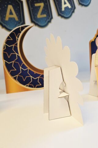 Dini Motifler Ramazan Süslemeleri Masa Üzeri Ayaklı Pano Seti Lacivert Ramazan Sofrası Süsleri