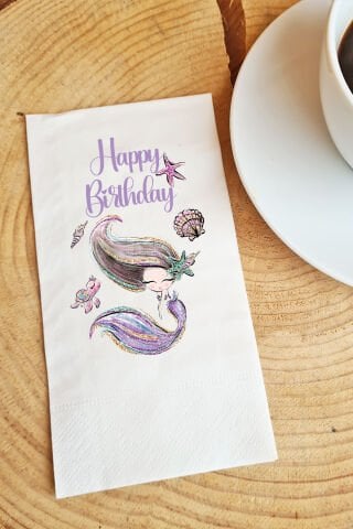 Sunum Peçetesi Deniz Kızı Happy Birthday Yazılı Kağıt Peçete