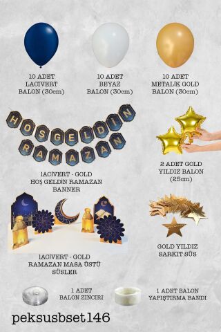 Ramazan Masa Süsleme Seti Ev Okul Ramazan Süslemeleri Bannerlı Balonlu Maketli Paket