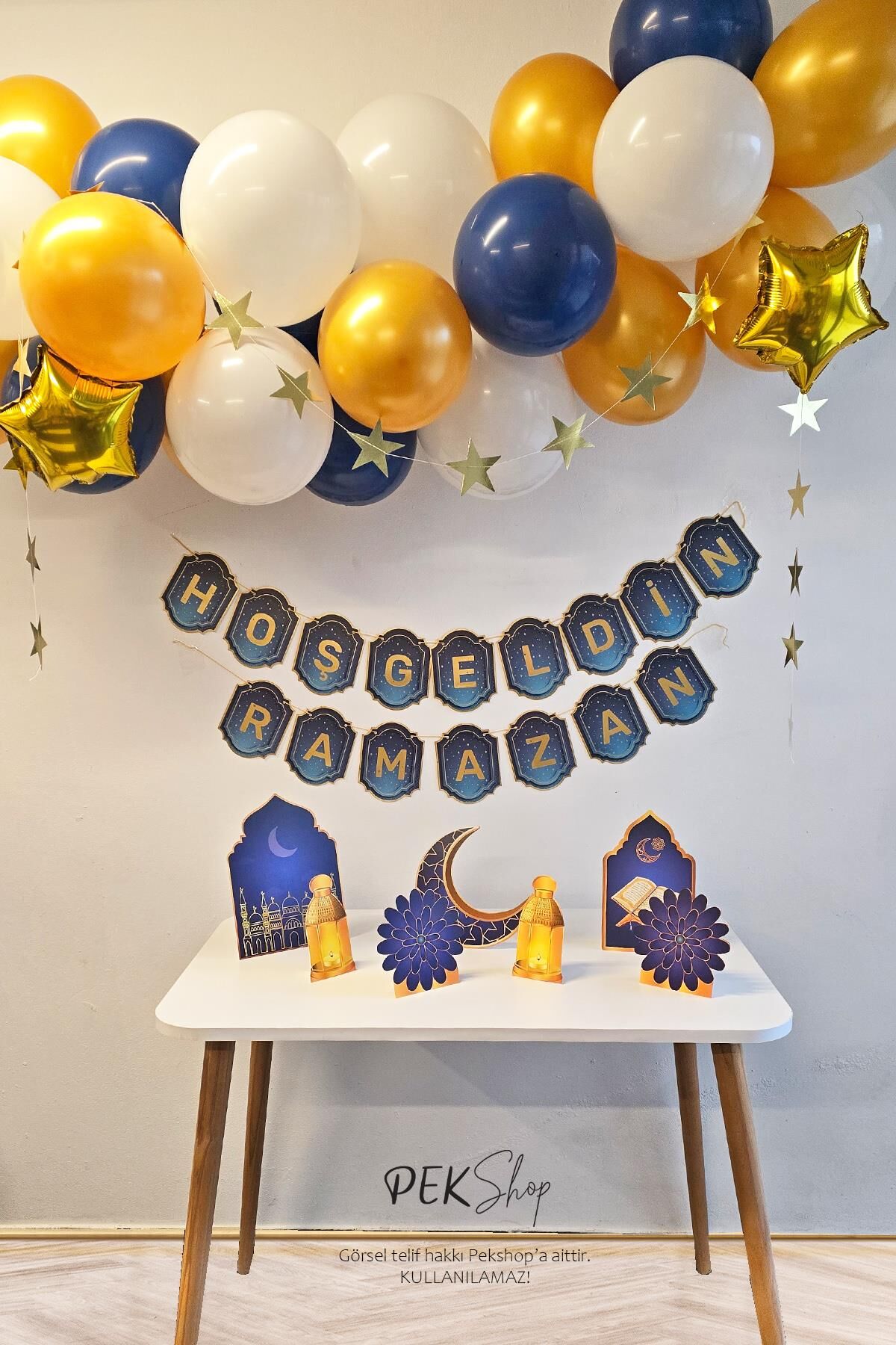Ramazan Masa Süsleme Seti Ev Okul Ramazan Süslemeleri Bannerlı Balonlu Maketli Paket