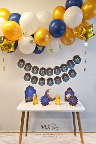 Ramazan Masa Süsleme Seti Ev Okul Ramazan Süslemeleri Bannerlı Balonlu Maketli Paket