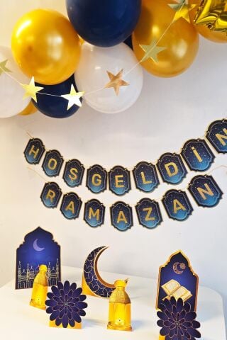 Ramazan Masa Süsleme Seti Ev Okul Ramazan Süslemeleri Bannerlı Balonlu Maketli Paket
