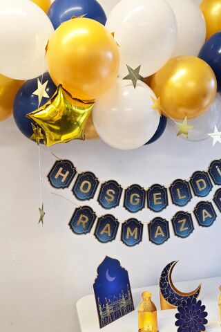 Ramazan Masa Süsleme Seti Ev Okul Ramazan Süslemeleri Bannerlı Balonlu Maketli Paket