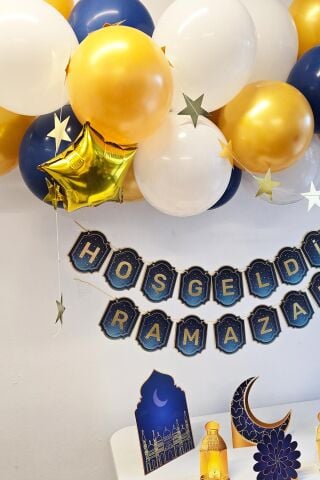 Ramazan Masa Süsleme Seti Ev Okul Ramazan Süslemeleri Bannerlı Balonlu Maketli Paket