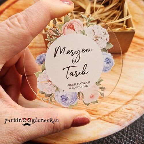 Soft Mavi Somon Konsept Şeffaf Pleksi Magnet Şeffaf Kapaklı Kraft Kutu