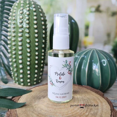 Okaliptus - Kırmızı Çiçekler Fısfıslı Plastik Kolonya Hediyelik Sadece Plastik Sprey Şişe