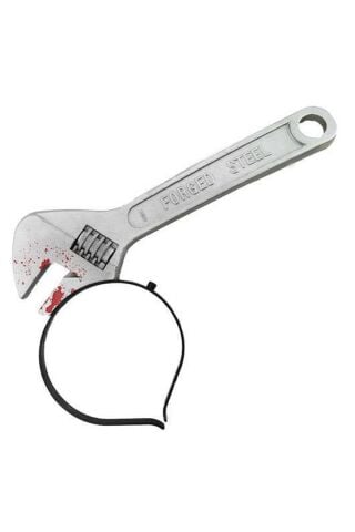 İngiliz Anahtarı Şeklinde Şaka Tacı Halloween Aksesuarları Kafaya Geçirilen Kanlı Şaka Tacı 1. Kalite