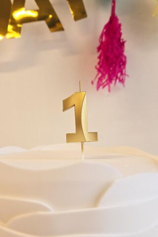 1 Yaş Gold Mum Rakam Pasta Mumu Yaş Mum Gold Renk