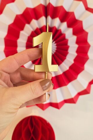 1 Yaş Gold Mum Rakam Pasta Mumu Yaş Mum Gold Renk