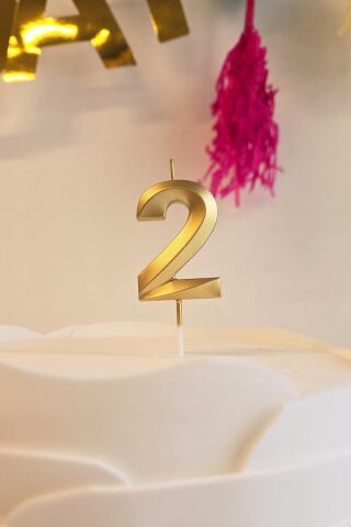 2 Yaş Gold Mum Rakam Pasta Mumu Yaş Mum Gold Renk