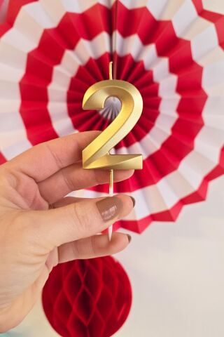 2 Yaş Gold Mum Rakam Pasta Mumu Yaş Mum Gold Renk