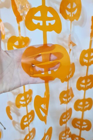 Halloween Bal Kabağı Fon Perde Kapı Perdesi Cadılar Bayramı Arka Fon Süs