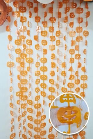Halloween Bal Kabağı Fon Perde Kapı Perdesi Cadılar Bayramı Arka Fon Süs