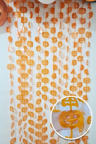 Halloween Bal Kabağı Fon Perde Kapı Perdesi Cadılar Bayramı Arka Fon Süs