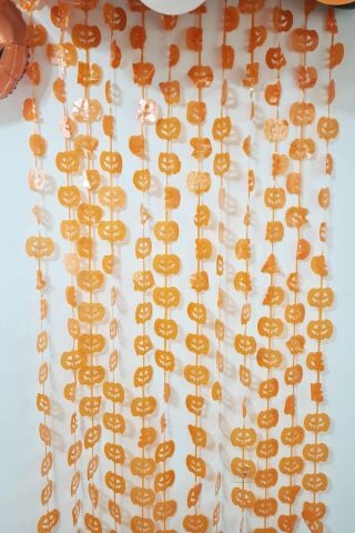 Halloween Bal Kabağı Fon Perde Kapı Perdesi Cadılar Bayramı Arka Fon Süs