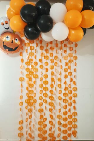 Halloween Bal Kabağı Fon Perde Kapı Perdesi Cadılar Bayramı Arka Fon Süs