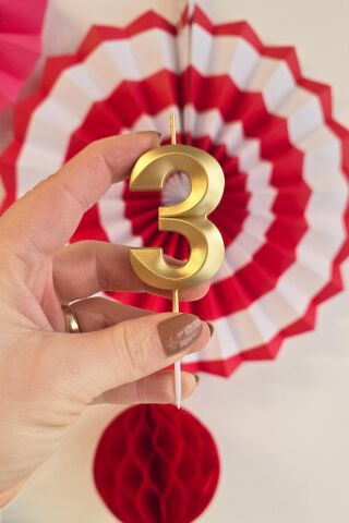 3 Yaş Gold Mum Rakam Pasta Mumu Yaş Mum Gold Renk