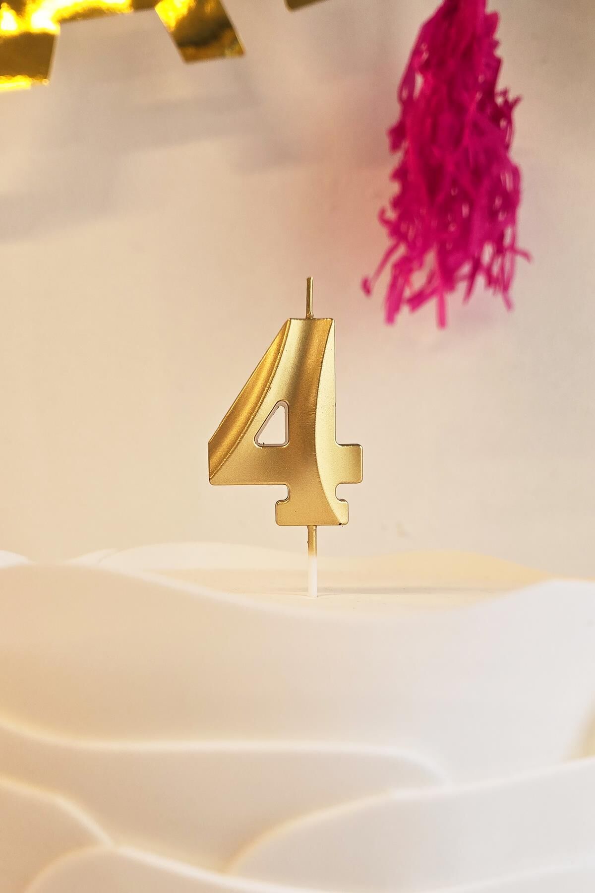 4 Yaş Gold Mum Rakam Pasta Mumu Yaş Mum Gold Renk