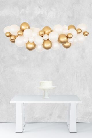 İnci Tanesi Konsept Gold Beyaz Balon Zinciri 52 Parça