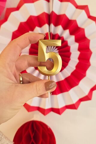 5 Yaş Gold Mum Rakam Pasta Mumu Yaş Mum Gold Renk