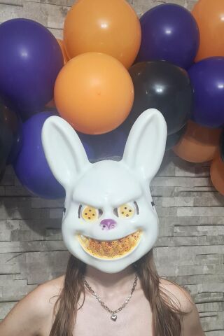 Beyaz Tavşan Cadılar Bayramı Halloween Maskesi Katil Tavşan Korkunç Maske Beyaz