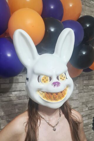 Beyaz Tavşan Cadılar Bayramı Halloween Maskesi Katil Tavşan Korkunç Maske Beyaz