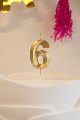 6 Yaş Gold Mum Rakam Pasta Mumu Yaş Mum Gold Renk
