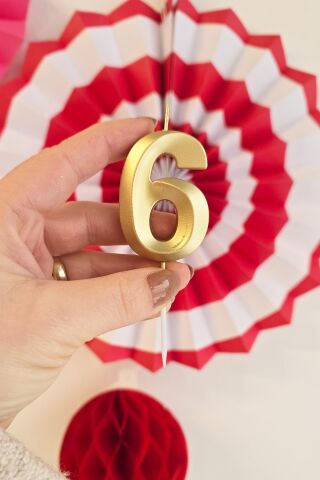 6 Yaş Gold Mum Rakam Pasta Mumu Yaş Mum Gold Renk