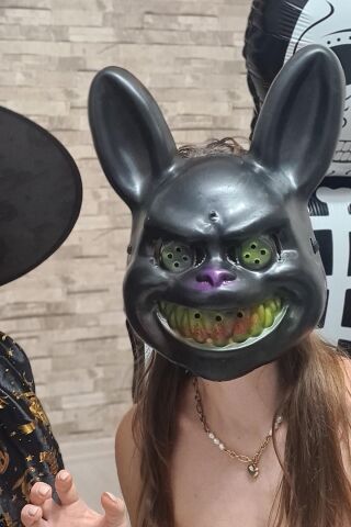Siyah Tavşan Cadılar Bayramı Halloween Maskesi Katil Tavşan Korkunç Maske SİYAH