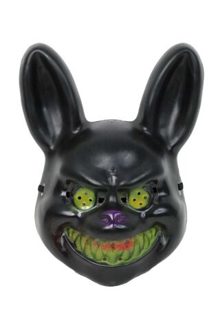 Siyah Tavşan Cadılar Bayramı Halloween Maskesi Katil Tavşan Korkunç Maske SİYAH