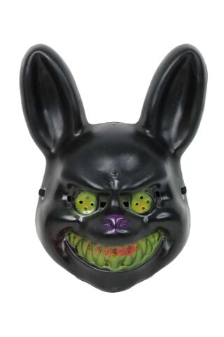 Siyah Tavşan Cadılar Bayramı Halloween Maskesi Katil Tavşan Korkunç Maske SİYAH