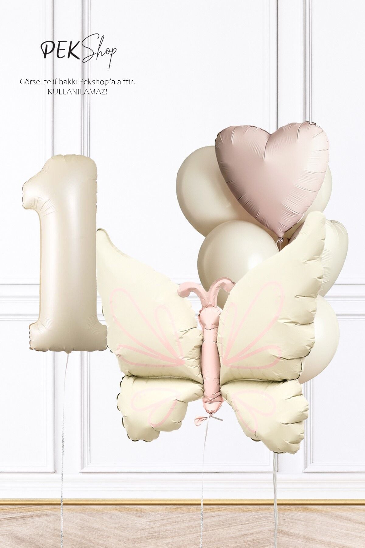 Retro Krem Kelebek Tema Doğum Günü Balon Zinciri Yaş Balonlu Balon Set250