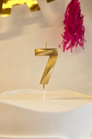 7 Yaş Gold Mum Rakam Pasta Mumu Yaş Mum Gold Renk