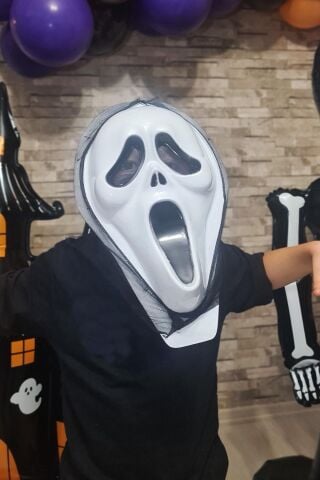 Çığlık Maskesi Cadılar Bayramı Halloween Maskesi Tüllü Hayalet Scream Maske Korkunç Maske