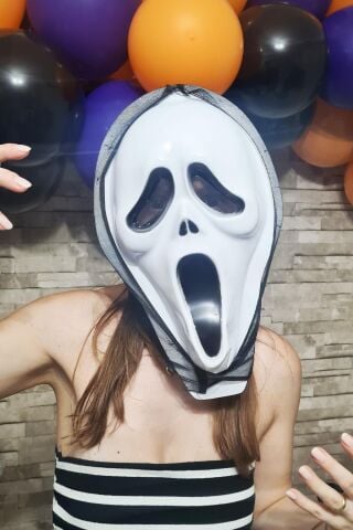 Çığlık Maskesi Cadılar Bayramı Halloween Maskesi Tüllü Hayalet Scream Maske Korkunç Maske