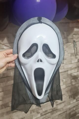 Çığlık Maskesi Cadılar Bayramı Halloween Maskesi Tüllü Hayalet Scream Maske Korkunç Maske