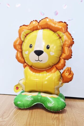Ayaklı Aslan Folyo Balon Safari Konsept Balon Dik Durabilen 42cm