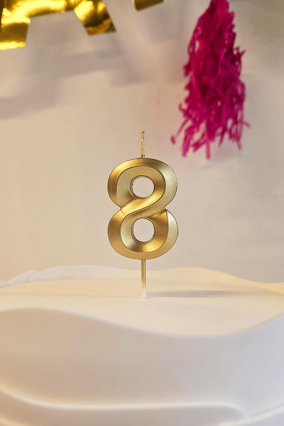 8 Yaş Gold Mum Rakam Pasta Mumu Yaş Mum Gold Renk