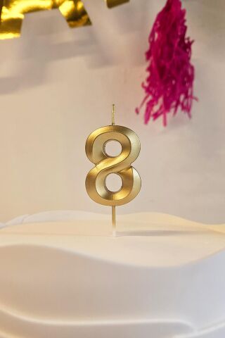8 Yaş Gold Mum Rakam Pasta Mumu Yaş Mum Gold Renk