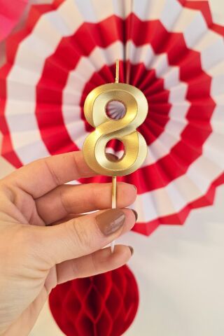 8 Yaş Gold Mum Rakam Pasta Mumu Yaş Mum Gold Renk